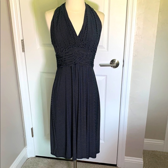 Evan-Picone black and white polka dot pull on dress size 8 petite - Picture 1 of 8